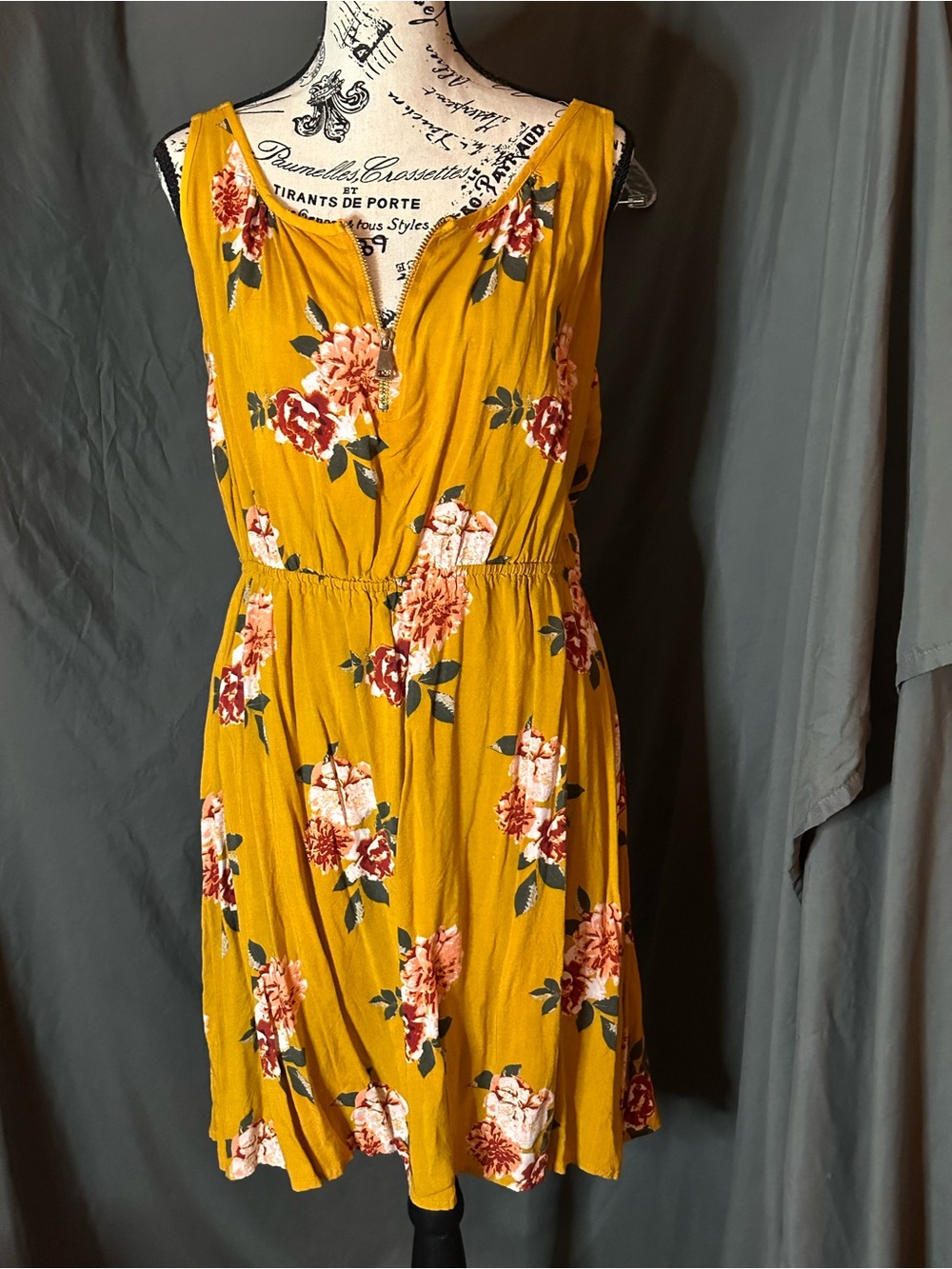 Justify Mustard Floral Sleeveless Day Dress